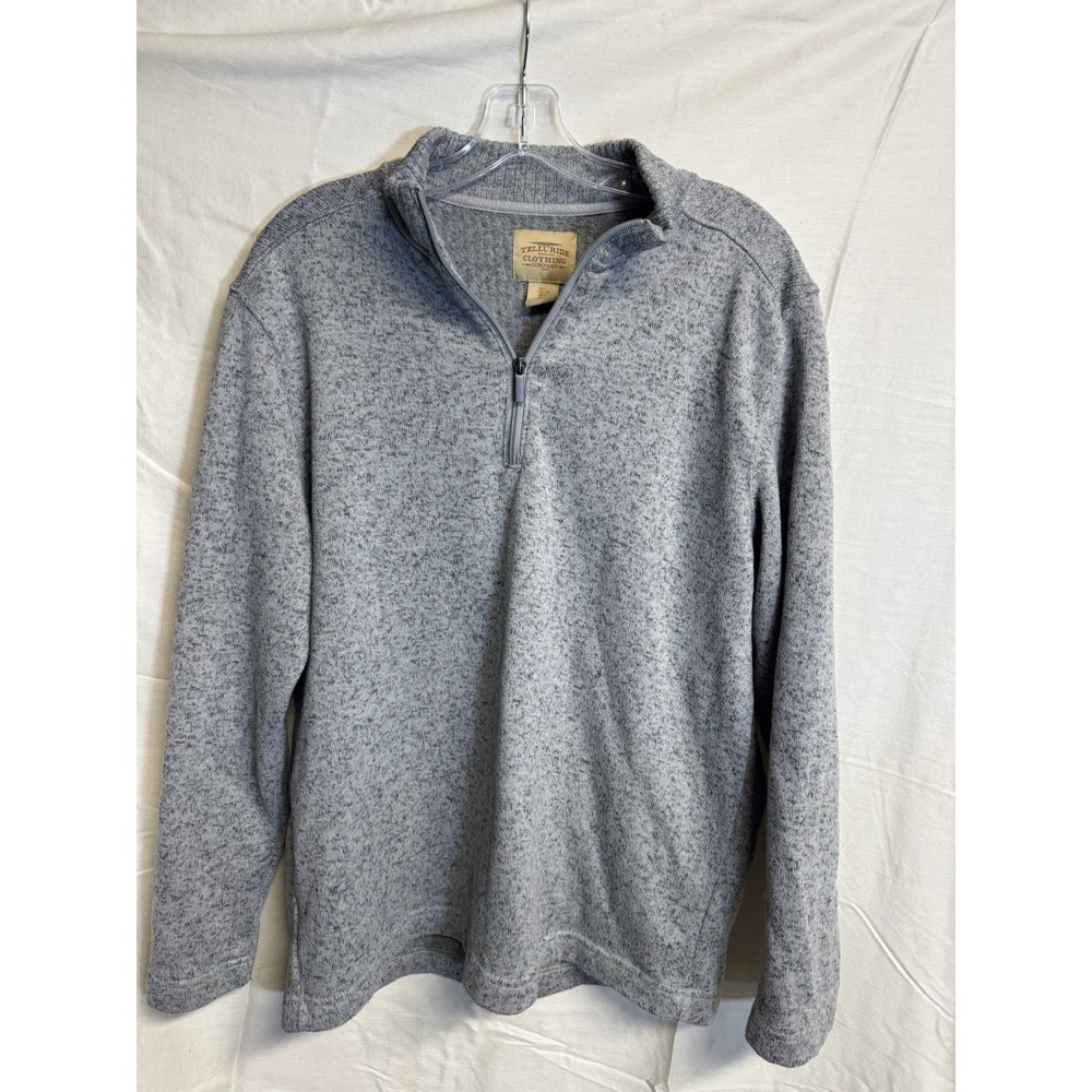 Telluride Clothing Company Knit 1/4 Zip Mock Neck Sweater Gray L Men's Pullover